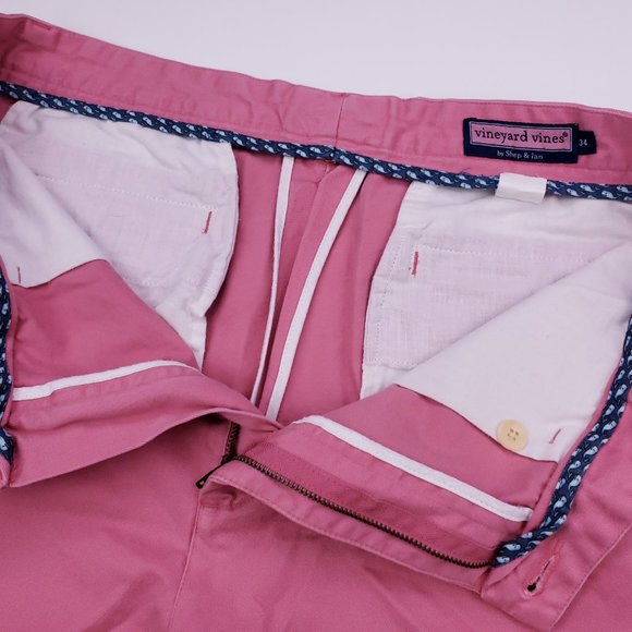 Vineyard Vines Pink Shorts 34 Flat Front Cotton Me - Picture 8 of 12